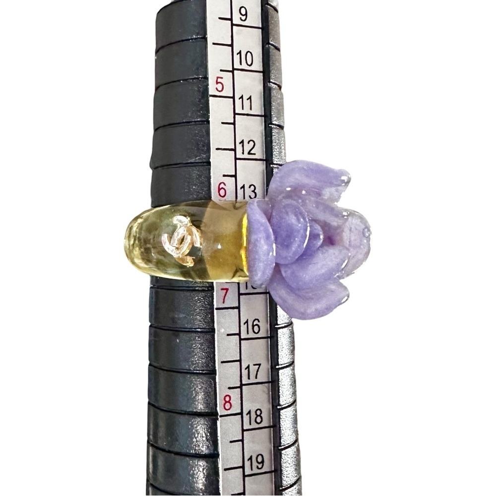 Chanel Purple Camellia Flower Ring 6.5 - Picture 4 of 15